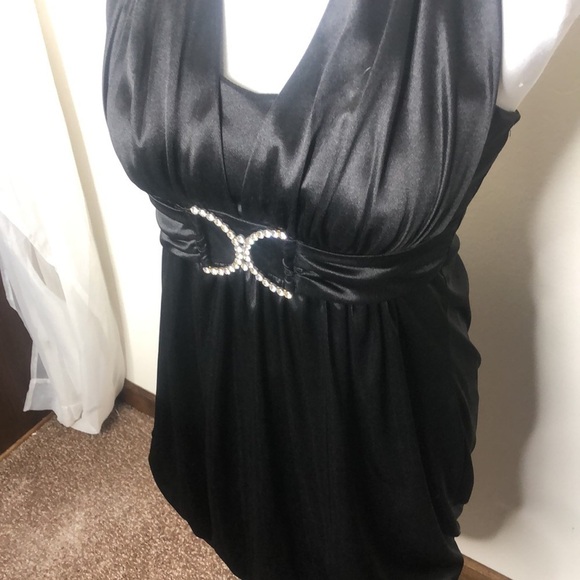 Taboo black jeweled mini halter dress size medium/small - Picture 3 of 16